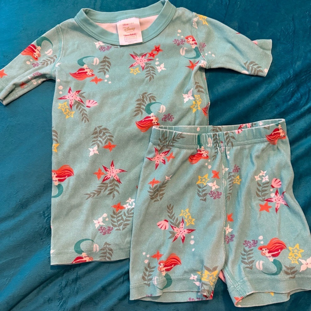 Hanna Andersson Disney Ariel Little Mermaid Pajamas Organic Cotton Kids 5 110